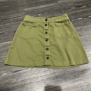 Madewell Olive Green Button Front Mini Skirt – Women’s Size 8